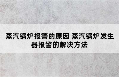 蒸汽锅炉报警的原因 蒸汽锅炉发生器报警的解决方法